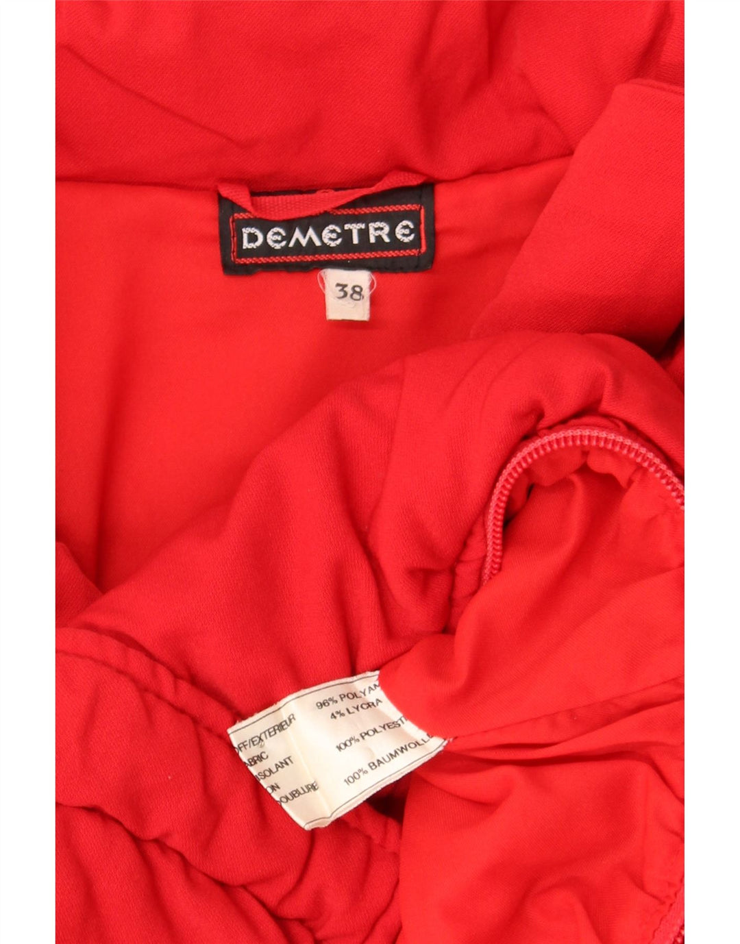 Винтажная женская укороченная стеганая куртка EU 38, средний красный полиамид