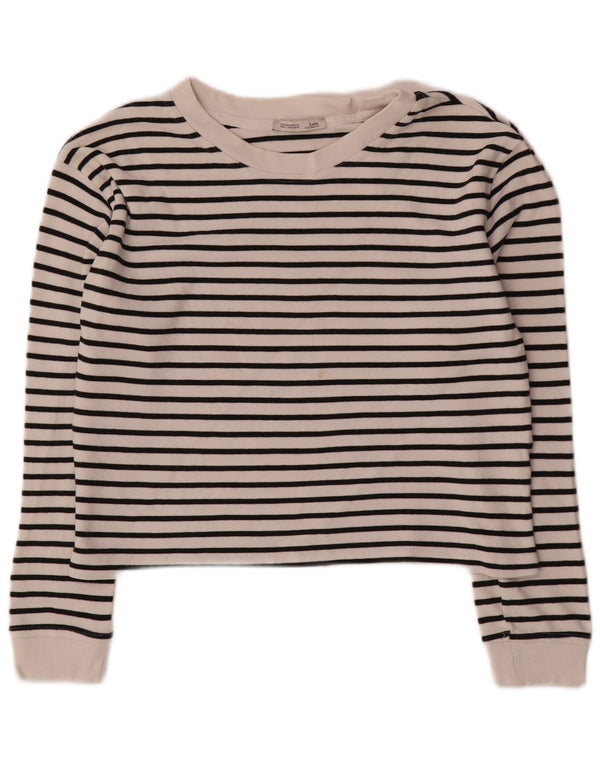 Женский топ с длинным рукавом Zara Long Sleeve UK 14, средний, в морскую полоску, в белую полоску