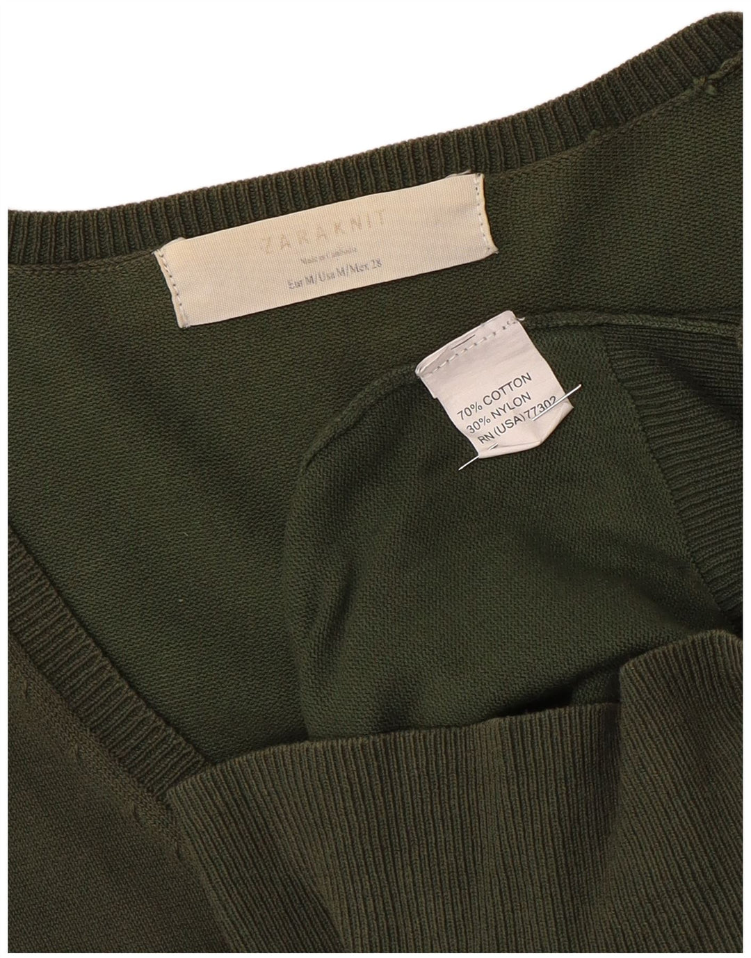 Женский кардиган Zara UK 12, хлопок среднего цвета хаки