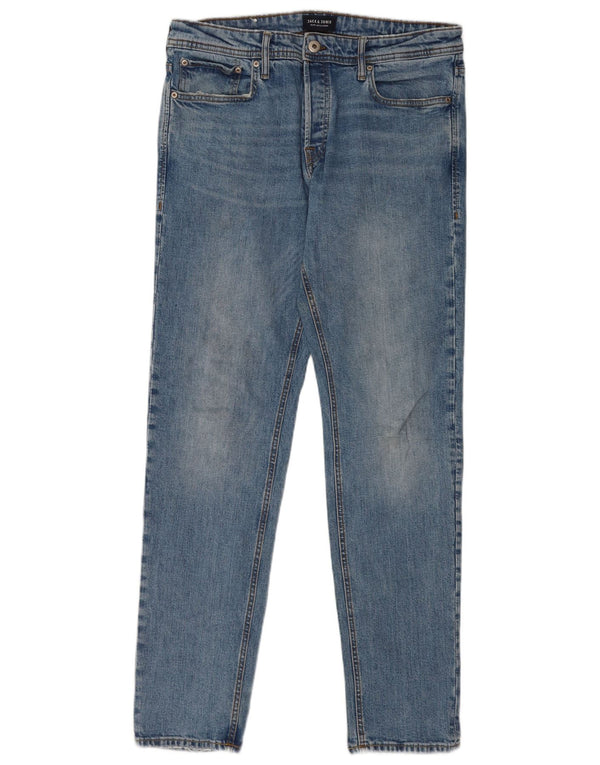 Мужские узкие джинсы Jack & Jones W34 L34, синий хлопок