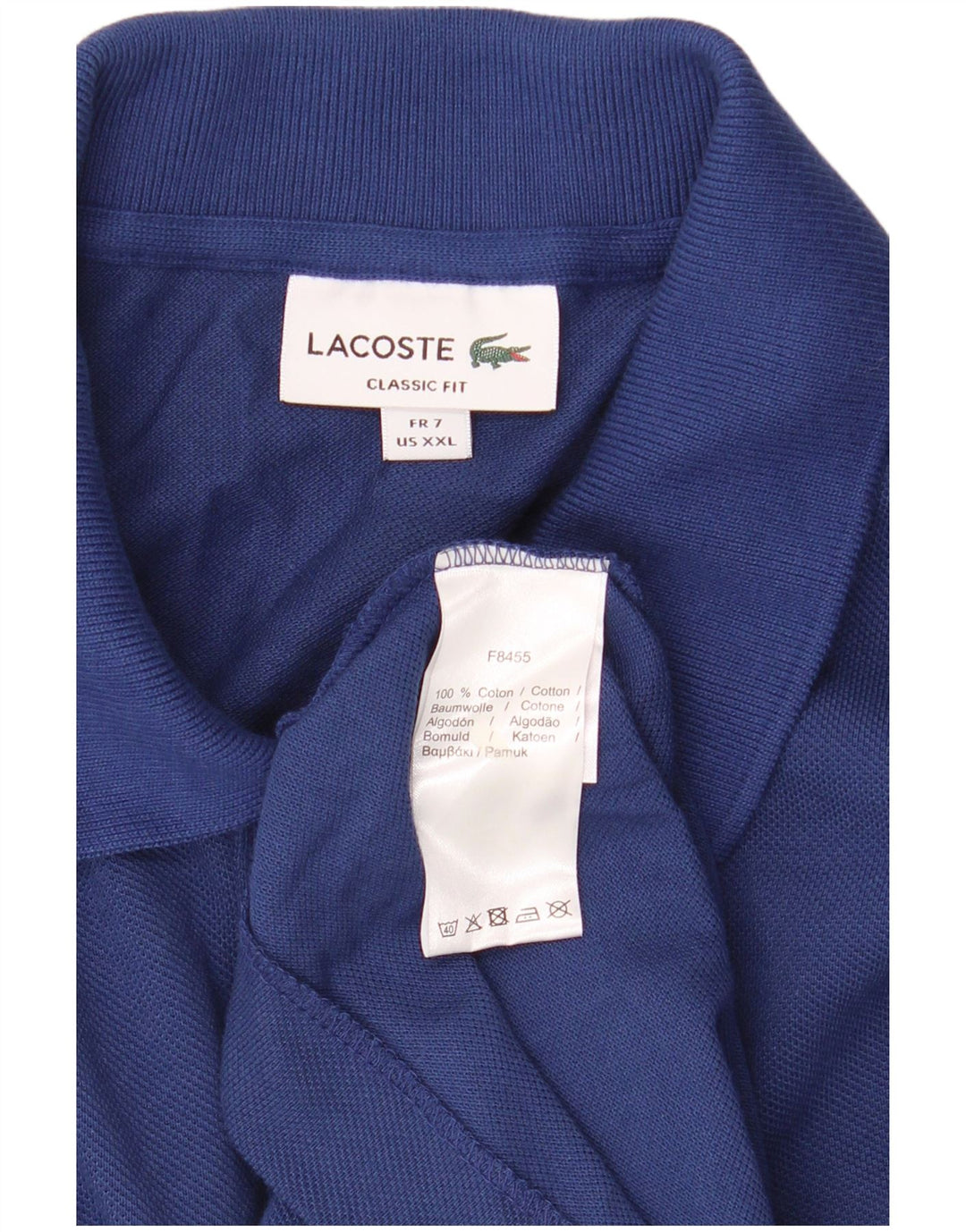 Мужская рубашка поло LACOSTE классического кроя, размер 7, 2XL, синяя, хлопок
