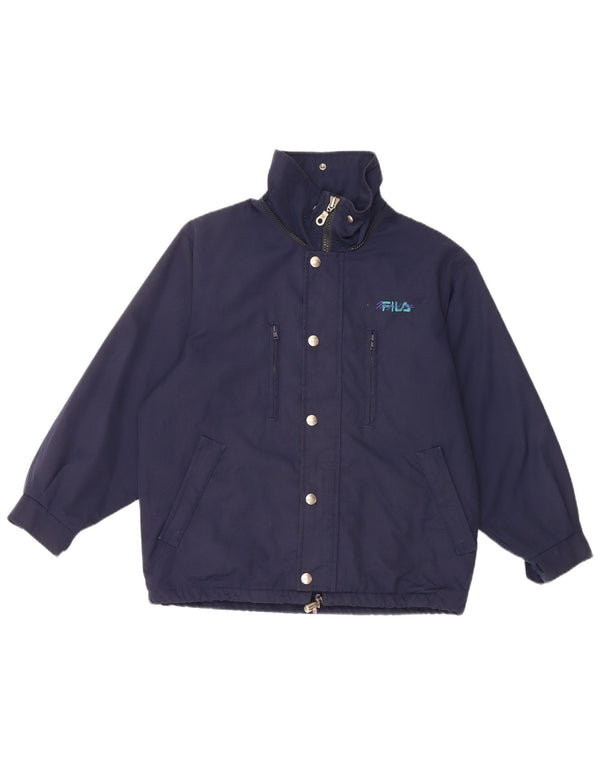 FILA Boys Windbreaker Jacket 9-10 Years Navy Blue Polyester