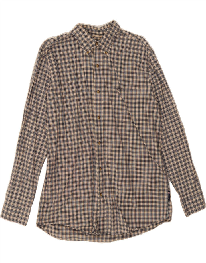 CHAPS Mens Shirt Large Beige Check Cotton Vintage Chaps and Second-Hand Chaps from Messina Hembry 