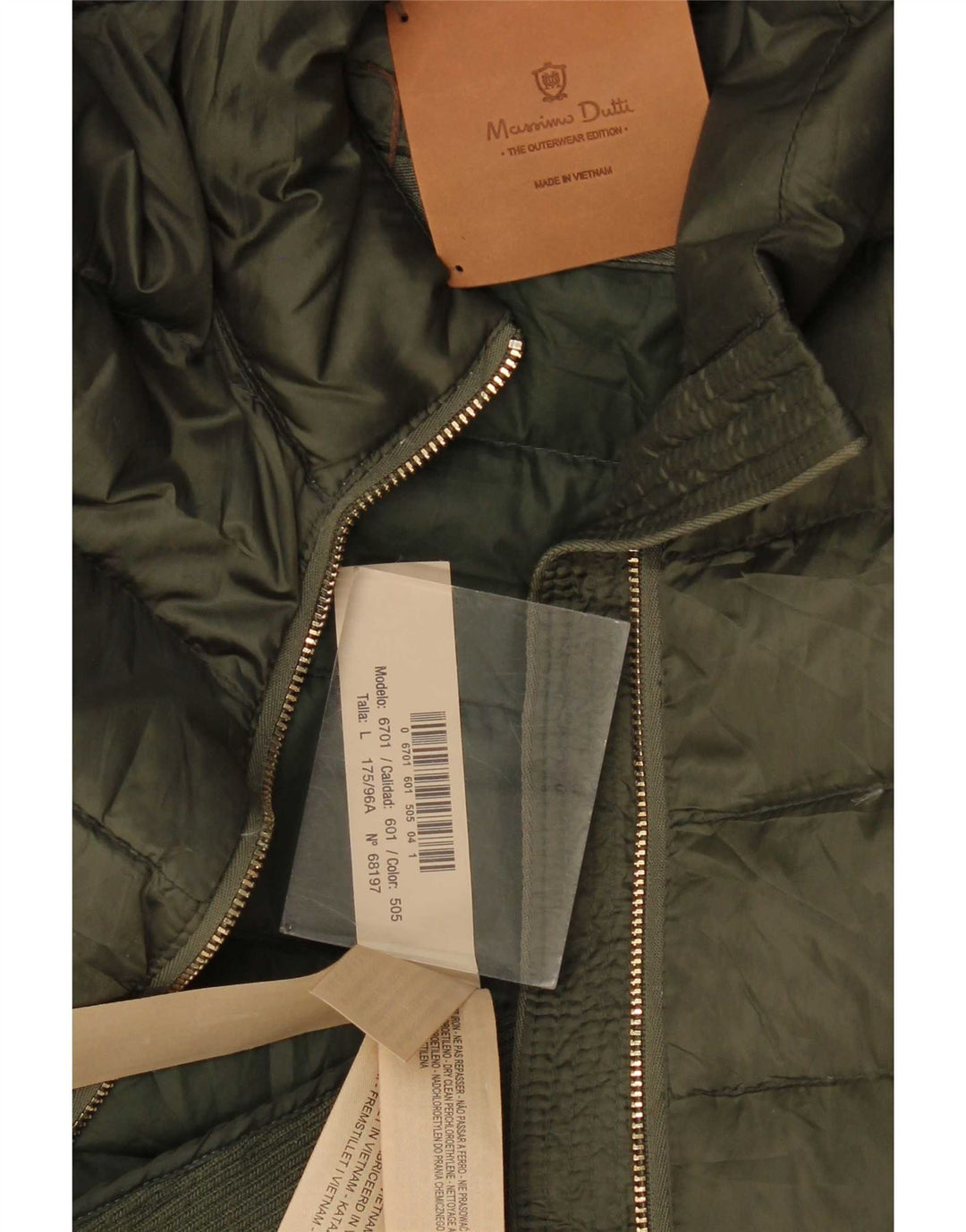 Женская стеганая куртка Massimo Dutti UK 14, большой цвет хаки, полиэстер
