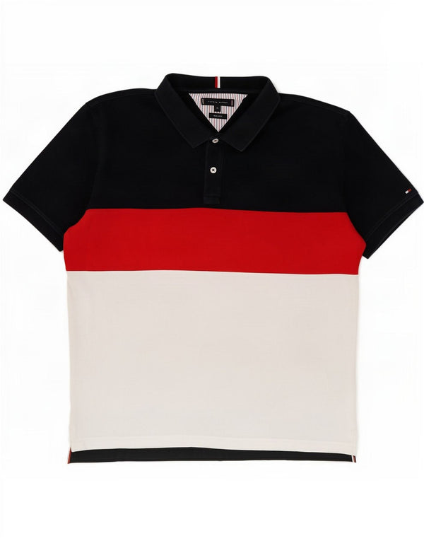 Мужская рубашка поло Tommy Hilfiger стандартного кроя XL, темно-синяя, хлопок с цветными блоками