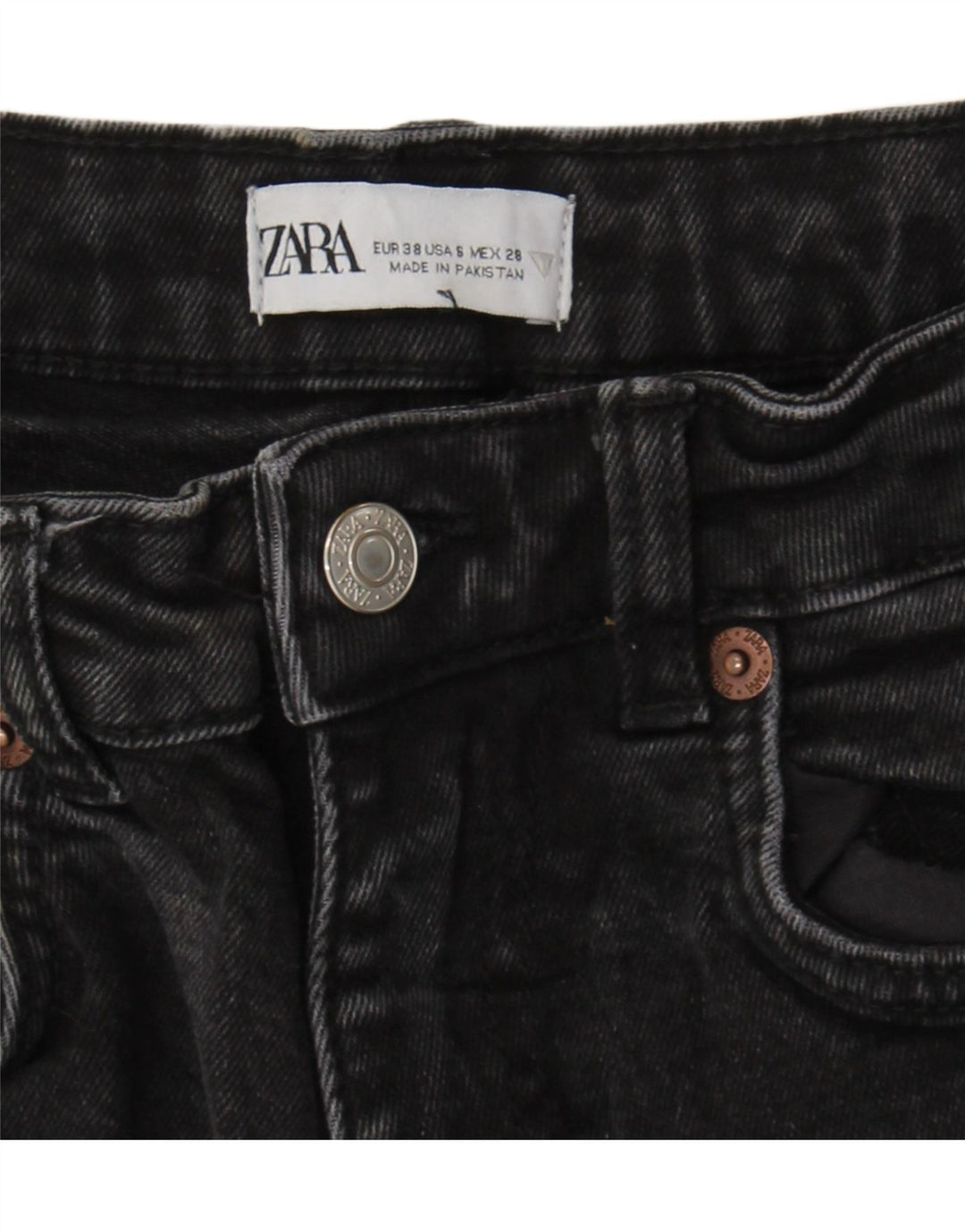 Женские укороченные джинсы Zara EU 38 Small W28 L24, черные