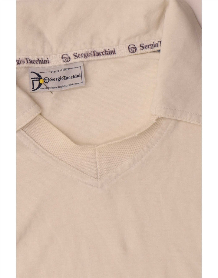 Мужская рубашка-поло Sergio Tacchini XL белого цвета с цветными блоками