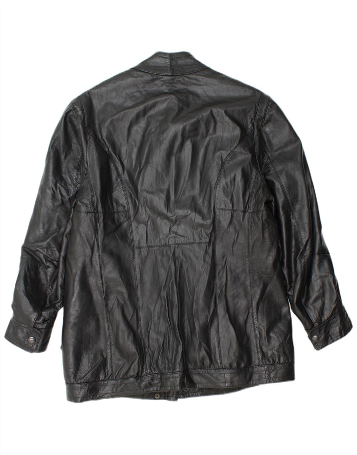 Винтажная женская кожаная куртка UK 14, средний черный