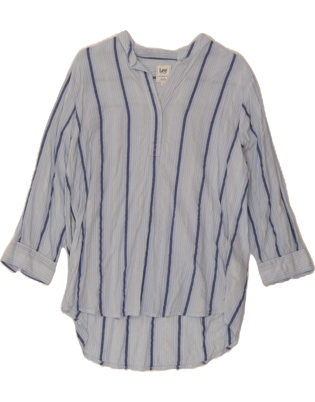 LEE Womens Relaxed Fit 3/4 Sleeve Blouse Top UK 14 Medium Blue Striped Vintage Lee and Second-Hand Lee from Messina Hembry 