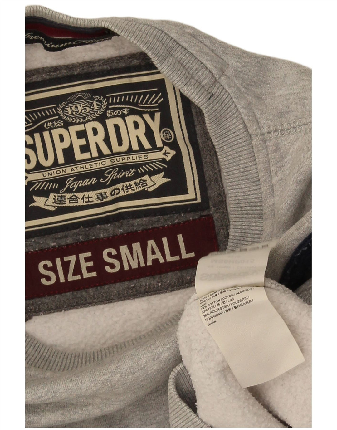 Мужской свитшот с рисунком Superdry, маленький серый хлопковый джемпер в крапинку