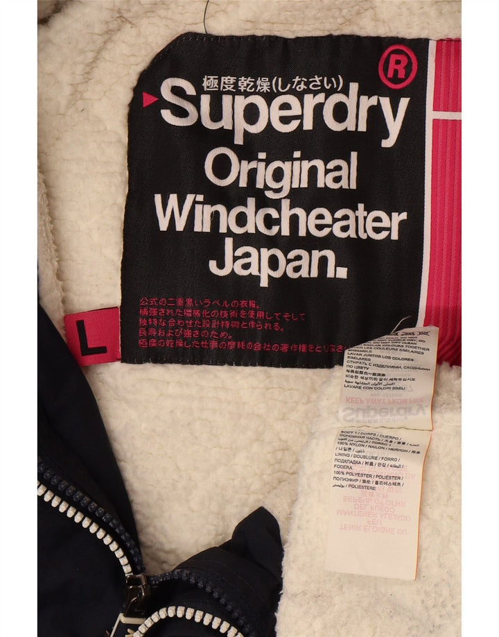 Женская ветровка-ветровка Superdry UK 16, большая темно-синяя нейлоновая куртка