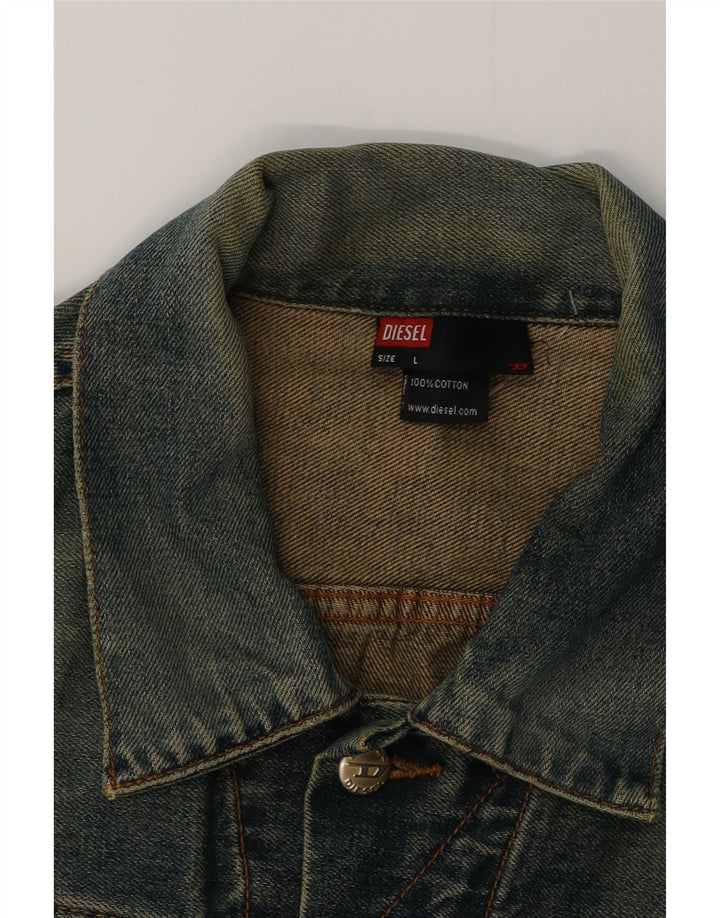 Мужская джинсовая куртка DIESEL UK 40, большая синяя, хлопок