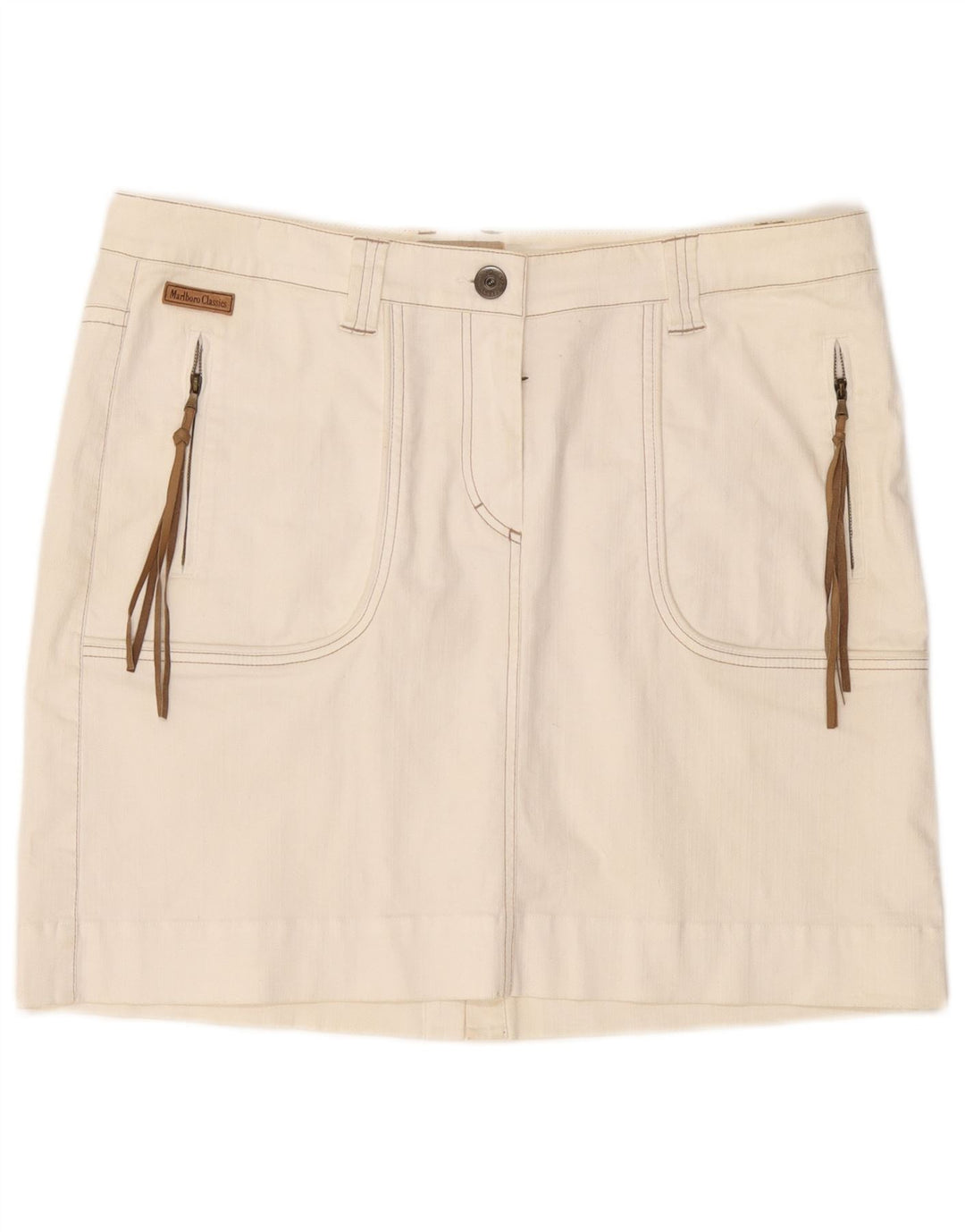 Женская мини-юбка MARLBORO CLASSICS с высокой талией EU 50 3XL W36 Белый хлопок