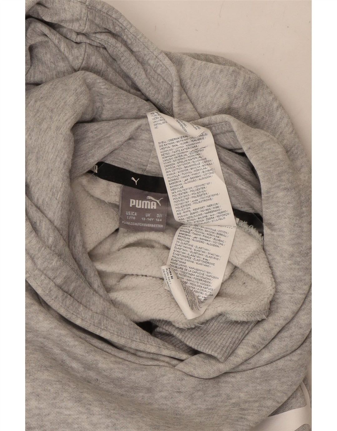 Толстовка с капюшоном PUMA для мальчиков 13-14 лет, серый хлопок