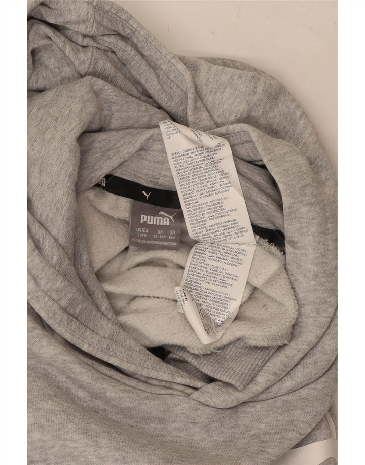 Толстовка с капюшоном PUMA для мальчиков 13-14 лет, серый хлопок