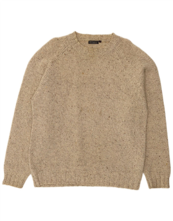 Мужской джемпер с круглым вырезом Old England, XL, бежевый, в крапинку, новая шерсть