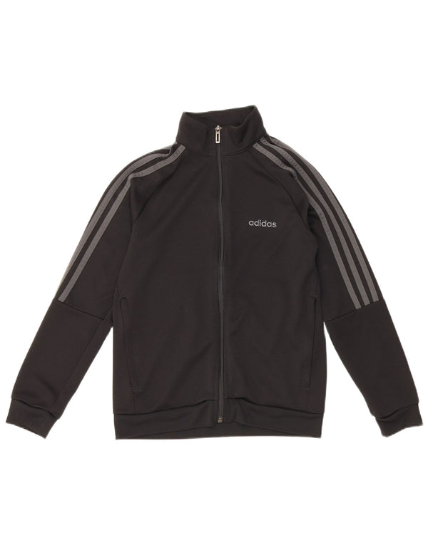 ADIDAS Boys Aeroready Tracksuit Top Jacket 11-12 Years Black Polyester
