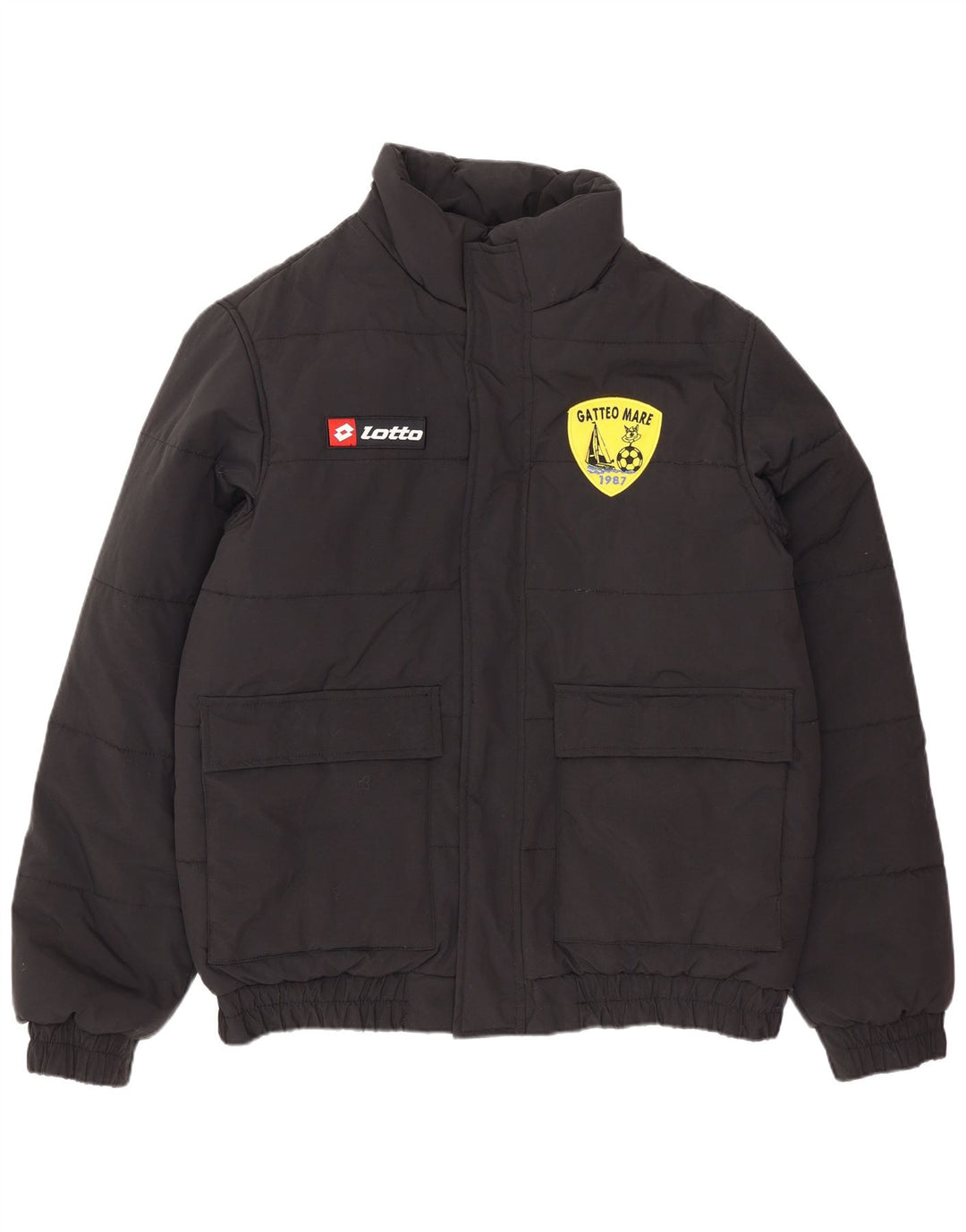 Мужская стеганая куртка LOTTO с графическим рисунком UK 40, большая, черный нейлон