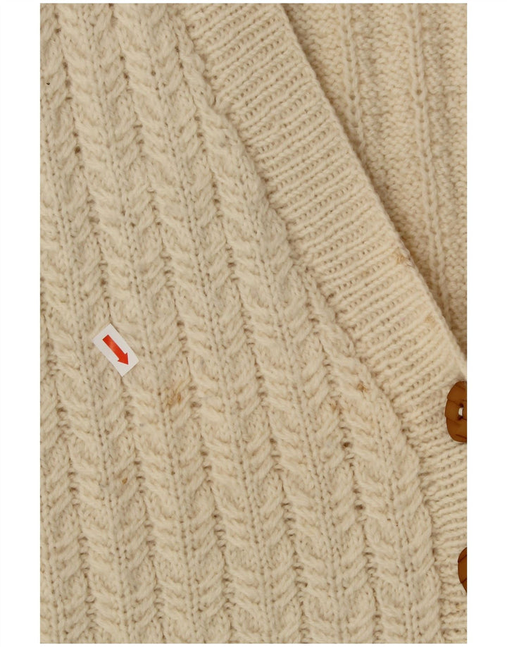 VINTAGE Женский кардиган с короткими рукавами UK 16 Большой Off White