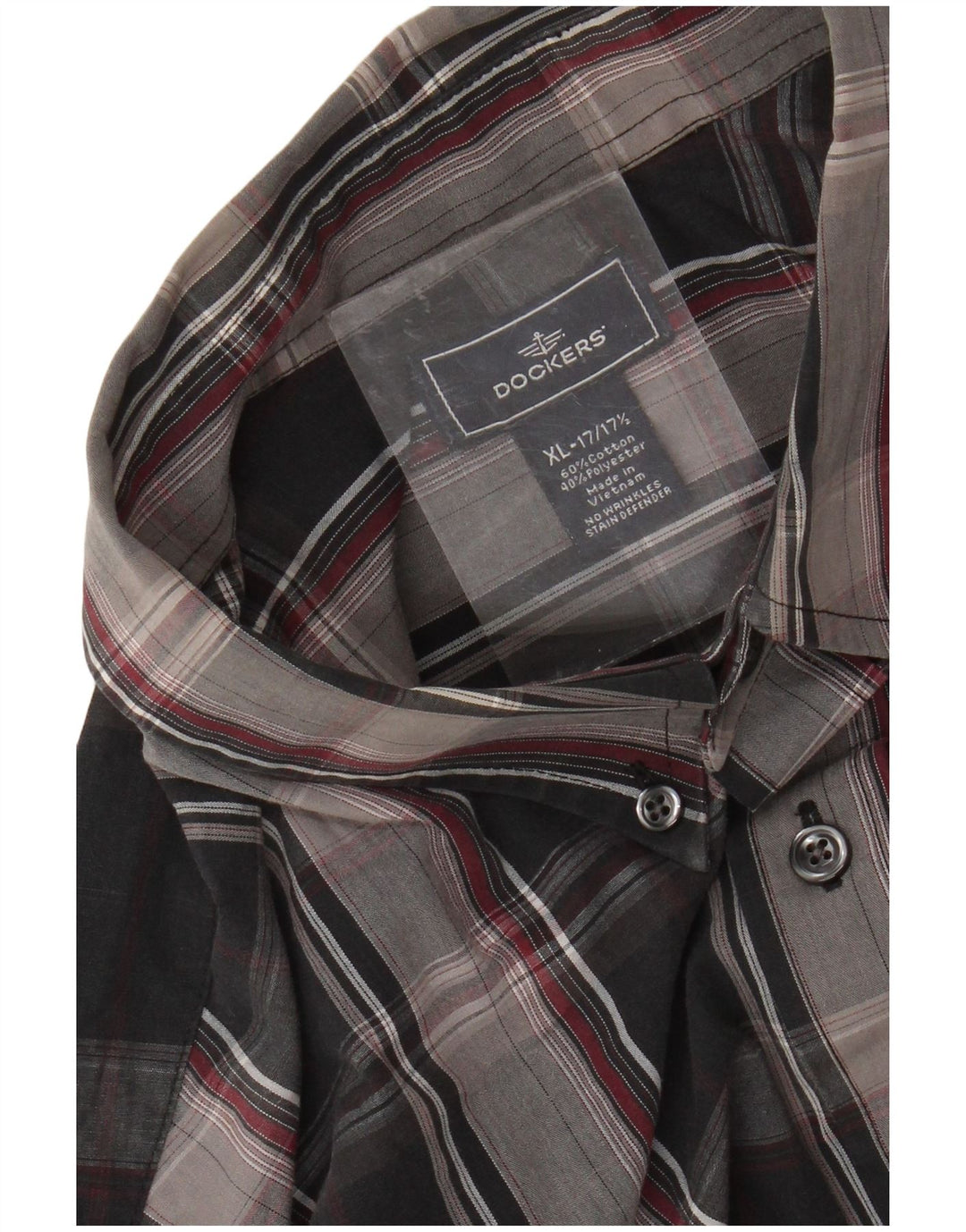 Мужская рубашка DOCKERS, размер 17 1/2 XL, черная клетка, хлопок