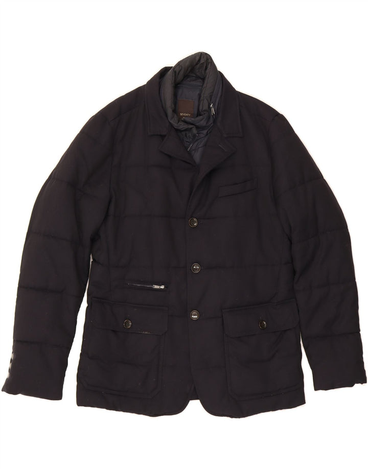 SEVENTY Mens Padded Jacket IT 50 Large Navy Blue Vintage Seventy and Second-Hand Seventy from Messina Hembry 