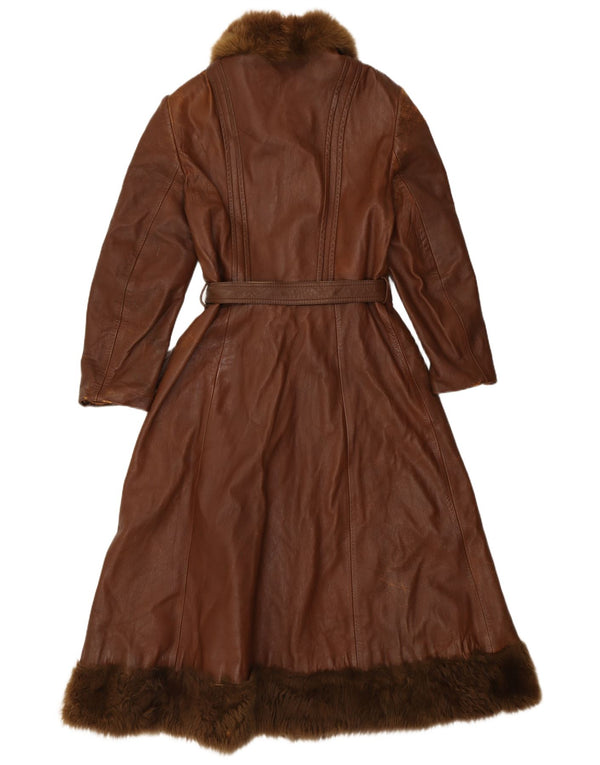 Induyco Женское кожаное пальто UK 12 Средне-коричневое кожаное