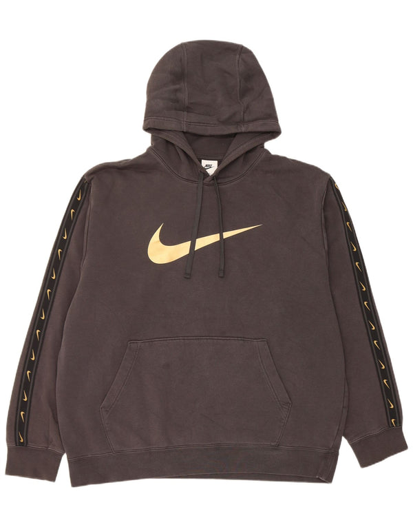 Мужской джемпер с капюшоном с графическим рисунком Nike XL, черный, хлопок с цветными блоками