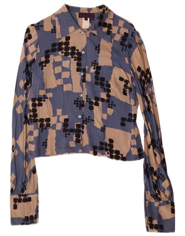 LES COPAINS Женская юбка из 2 предметов IT 42 Medium W28 Синий геометрический шелк