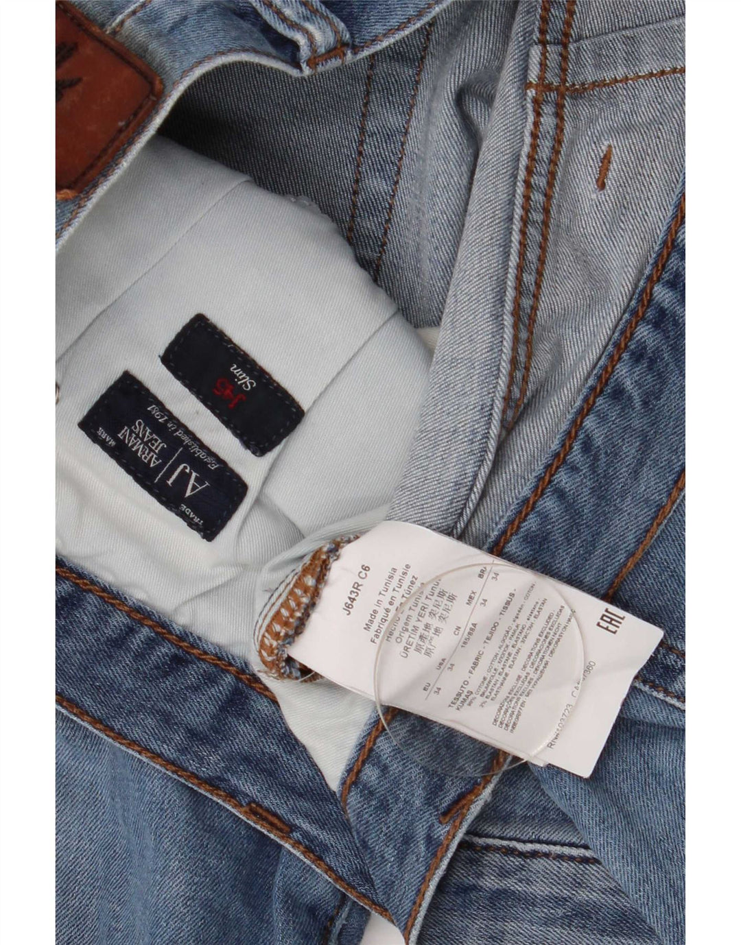 Мужские джинсы Armani Slim W34 L30 синие, хлопок