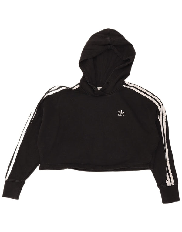 Женский укороченный джемпер с капюшоном Adidas Oversized UK 6 XS, черный хлопок