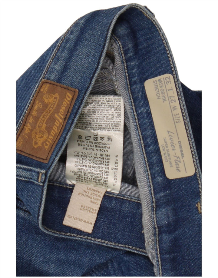 Женские супертонкие расклешенные джинсы с заниженной талией DIESEL W27 L32 синие