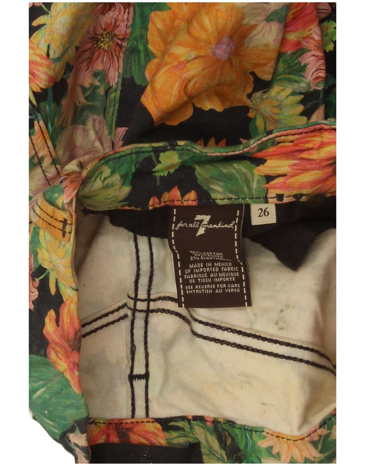 Женские укороченные джинсы 7 FOR ALL MANKIND W26 L24 Разноцветные с цветочным принтом