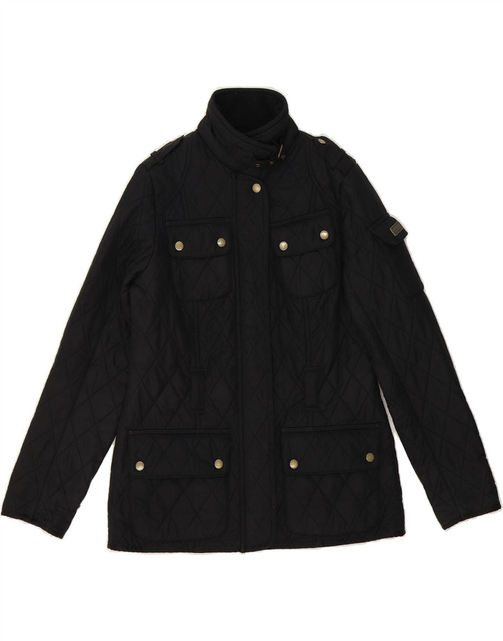 BARBOUR Womens Oversized Quilted Jacket UK 10 Small Black Vintage Barbour and Second-Hand Barbour from Messina Hembry 