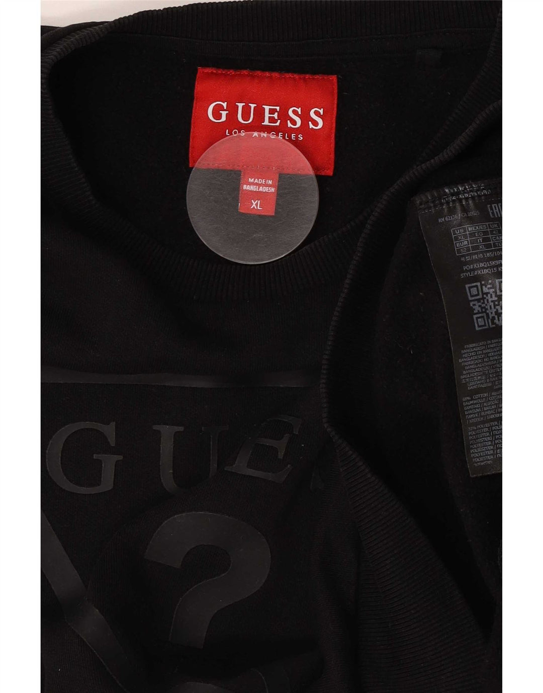 Мужской свитшот Guess с графическим рисунком XL, черный хлопок