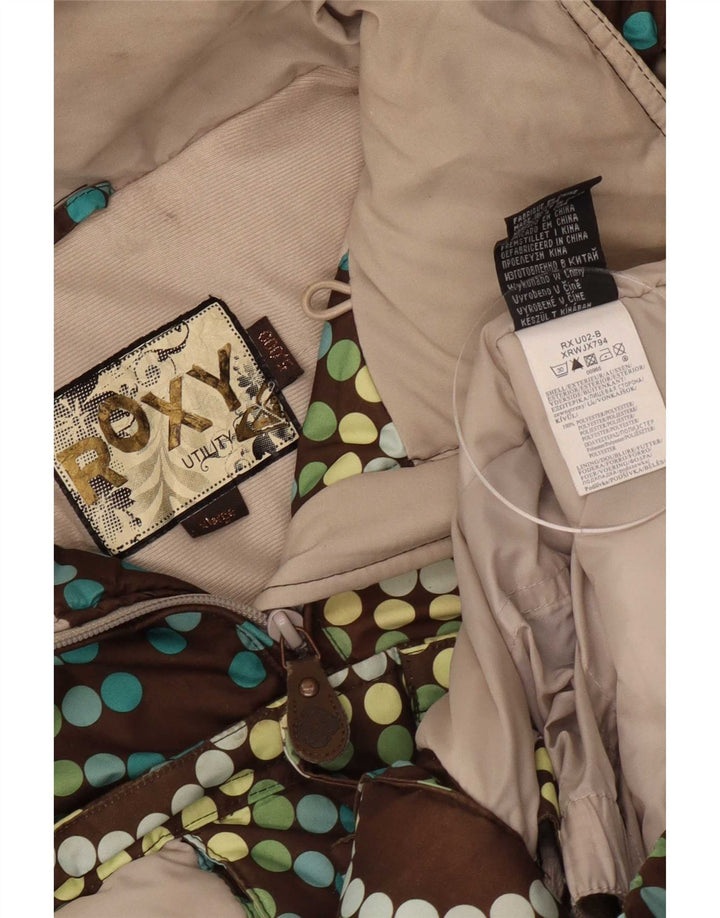 Женская ветровка Roxy с капюшоном UK 18 XL Коричневая полиэстер с геометрическим рисунком