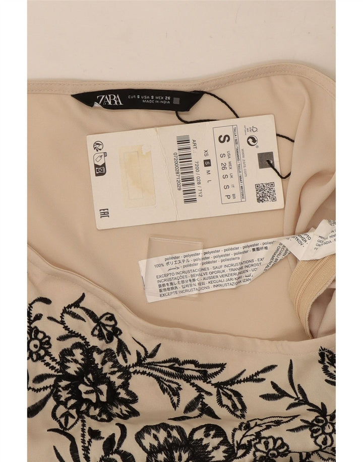Женский укороченный топ на одно плечо Zara UK 10, маленький белый полиэстер с цветочным принтом