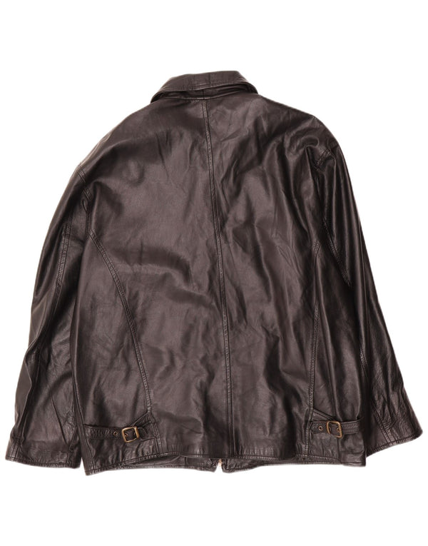 Мужская кожаная куртка свободного покроя VINTAGE UK 36 маленькая черная кожа