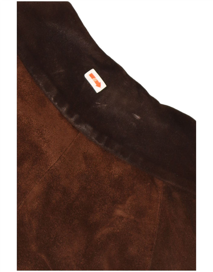 Винтажное женское пальто-ветровка оверсайз из замши UK 18 XL Коричневое