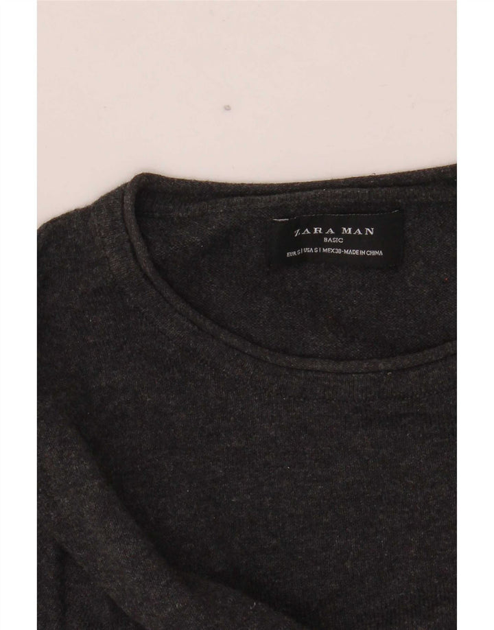 Мужской джемпер с круглым вырезом Zara, маленький серый