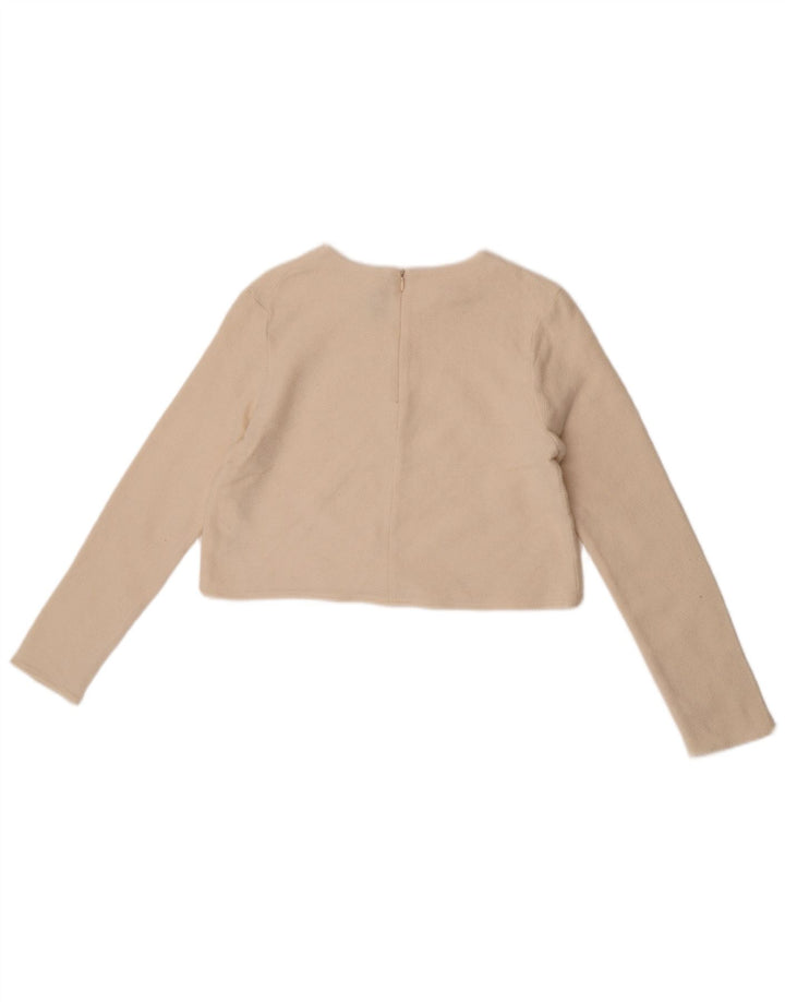Женский укороченный джемпер с круглым вырезом Zara UK 12, средний цвет из белой шерсти