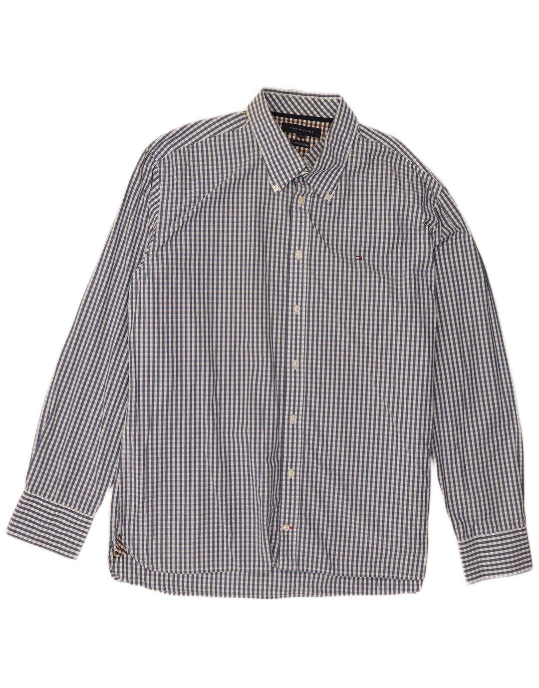 Мужская рубашка Tommy Hilfiger XL, синяя, хлопок в мелкую клетку