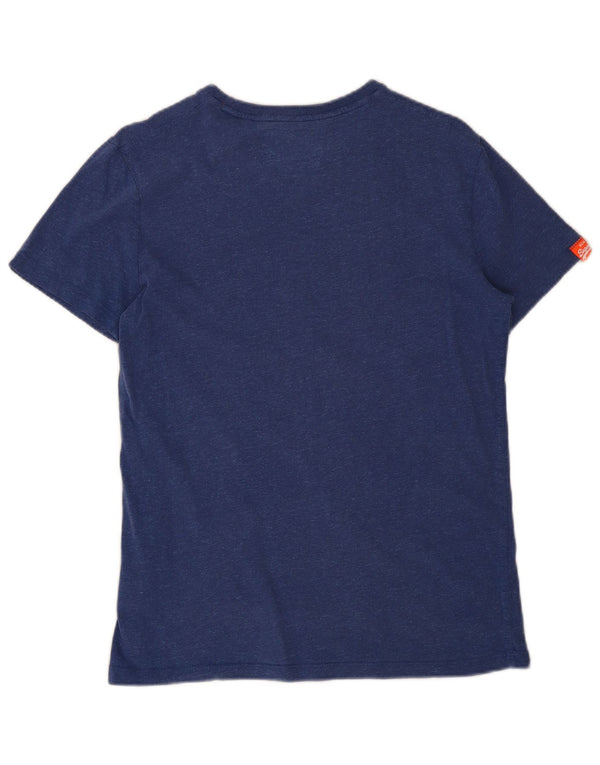 Superdry Mens T-Shirt Top Small Blue Flecked Cotton