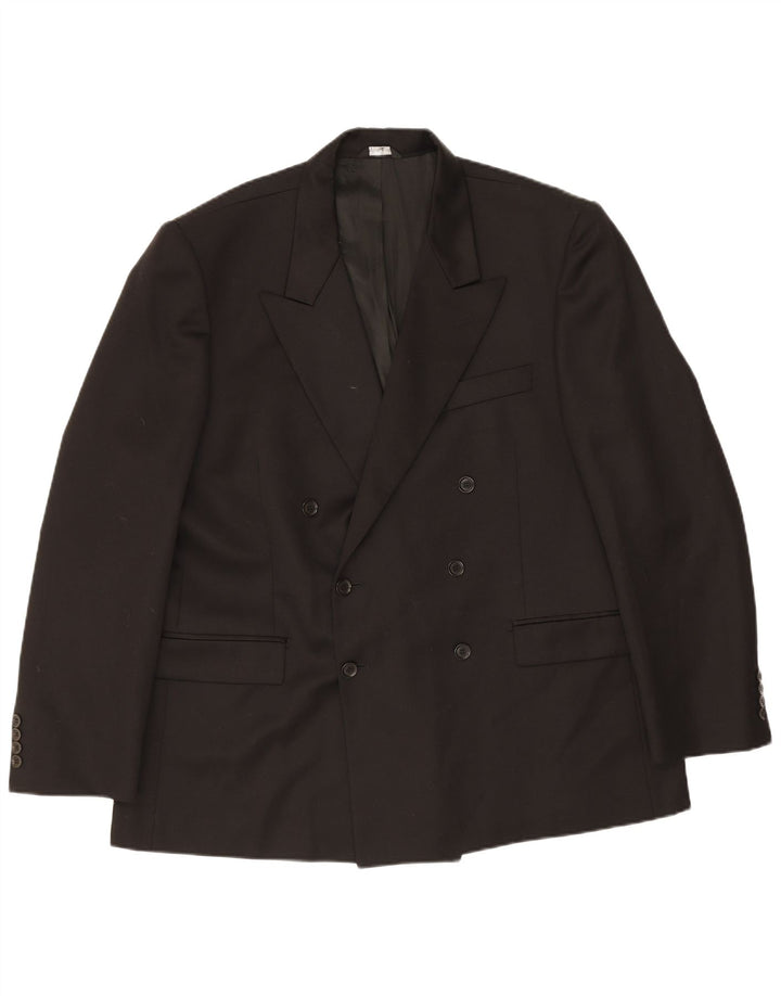 Мужской двубортный пиджак Angelico IT 58 4XL черный шерстяной