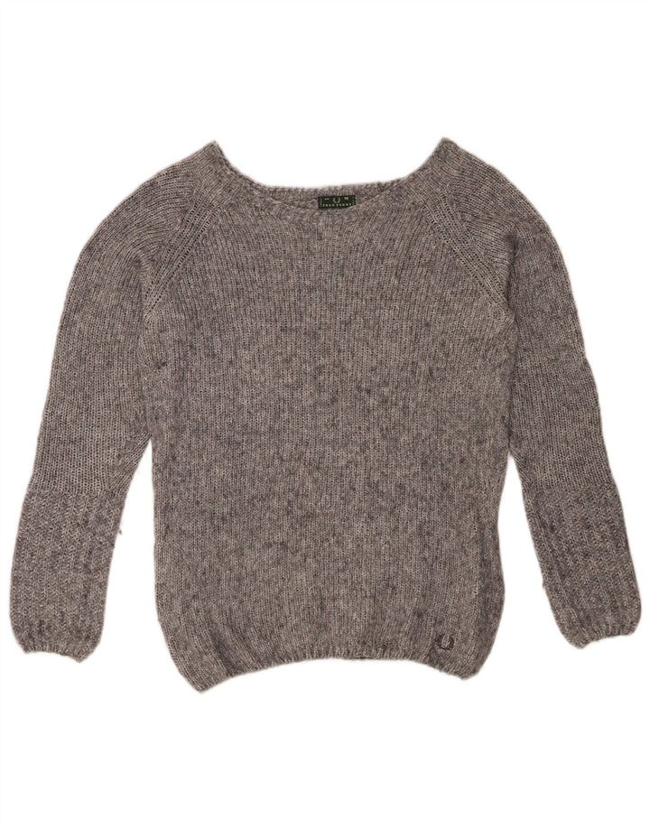 Женский джемпер с вырезом «лодочка» FRED PERRY UK 14, средний серый в крапинку