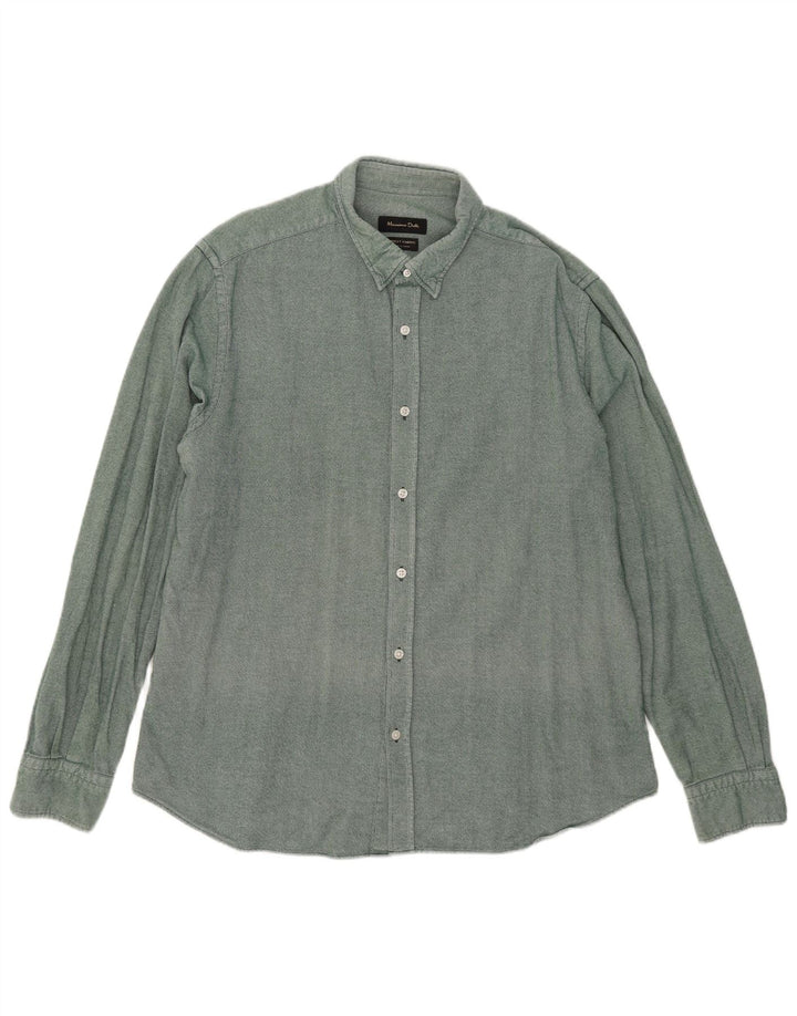 Мужская рубашка MASSIMO DUTTI XL зеленая, хлопок