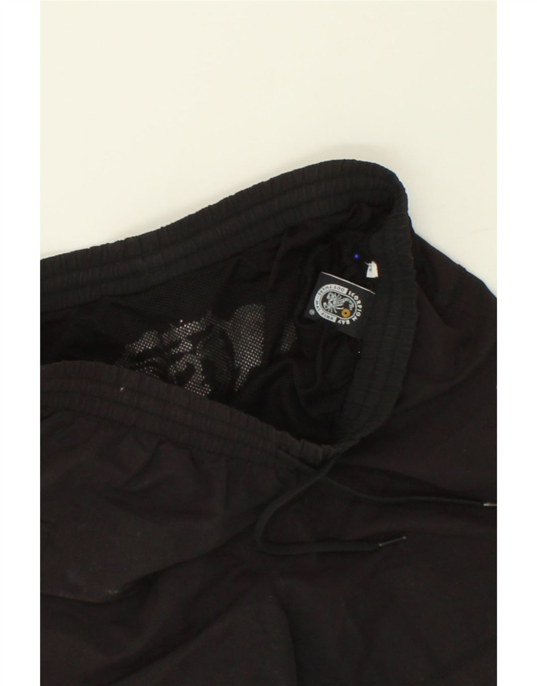 SCORPION BAY Mens Graphic Sport Shorts Small Black Polyester Vintage Scorpion Bay and Second-Hand Scorpion Bay from Messina Hembry 