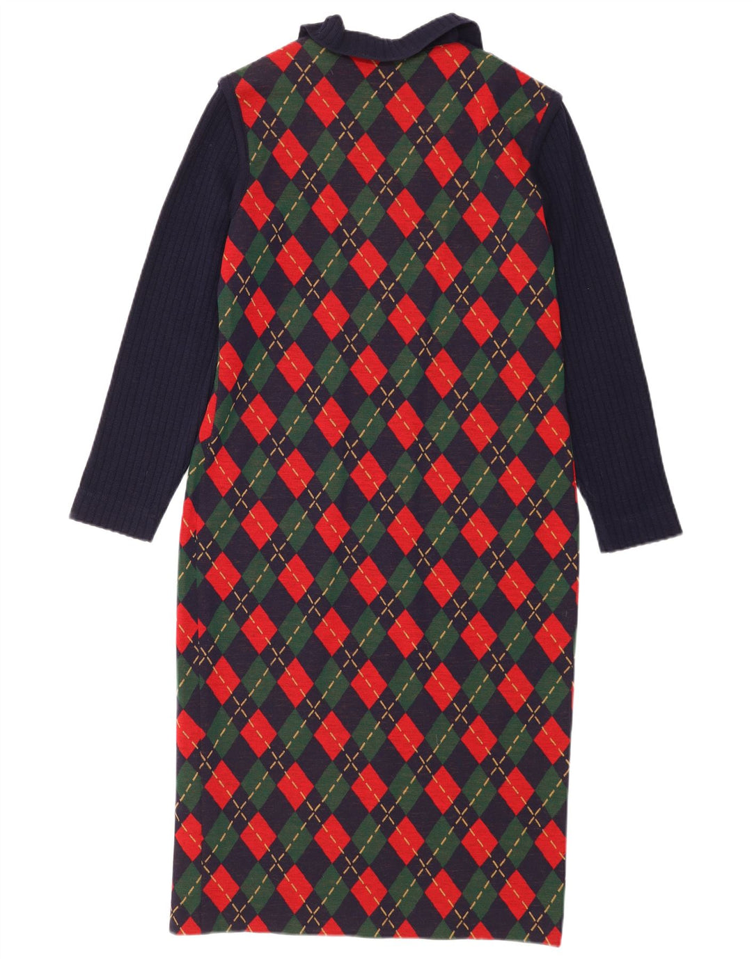 Domina Womens Jumper Dress IT 44 Medium Navy Blue Argyle/Diamond