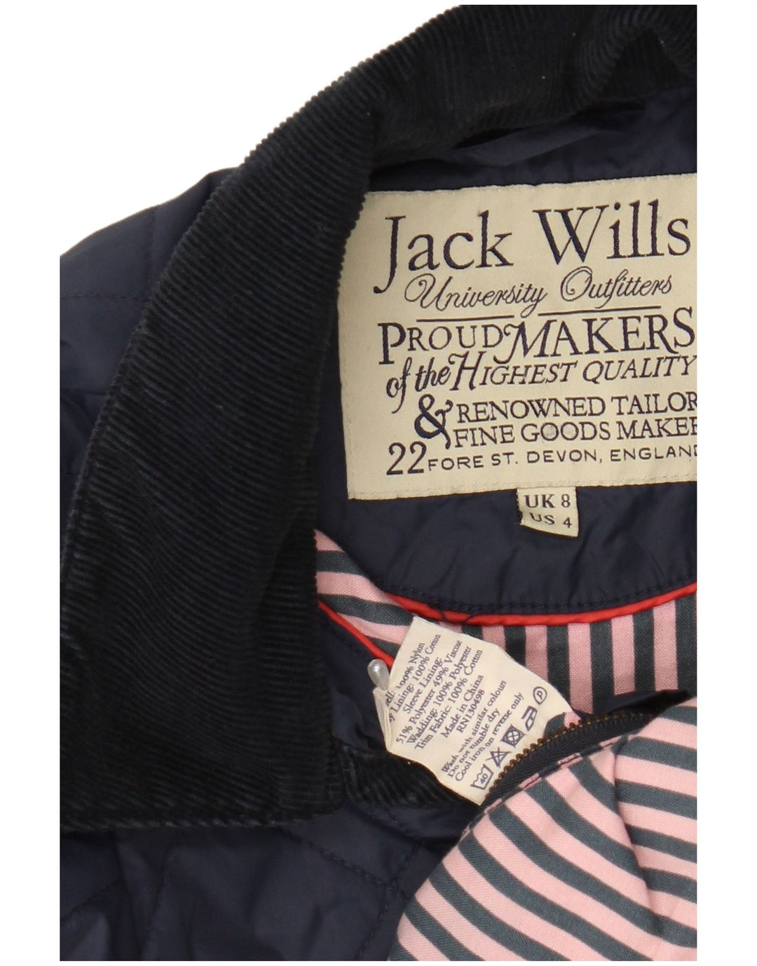 Женская стеганая куртка Jack Wills UK 8, маленькая, темно-синяя, нейлон