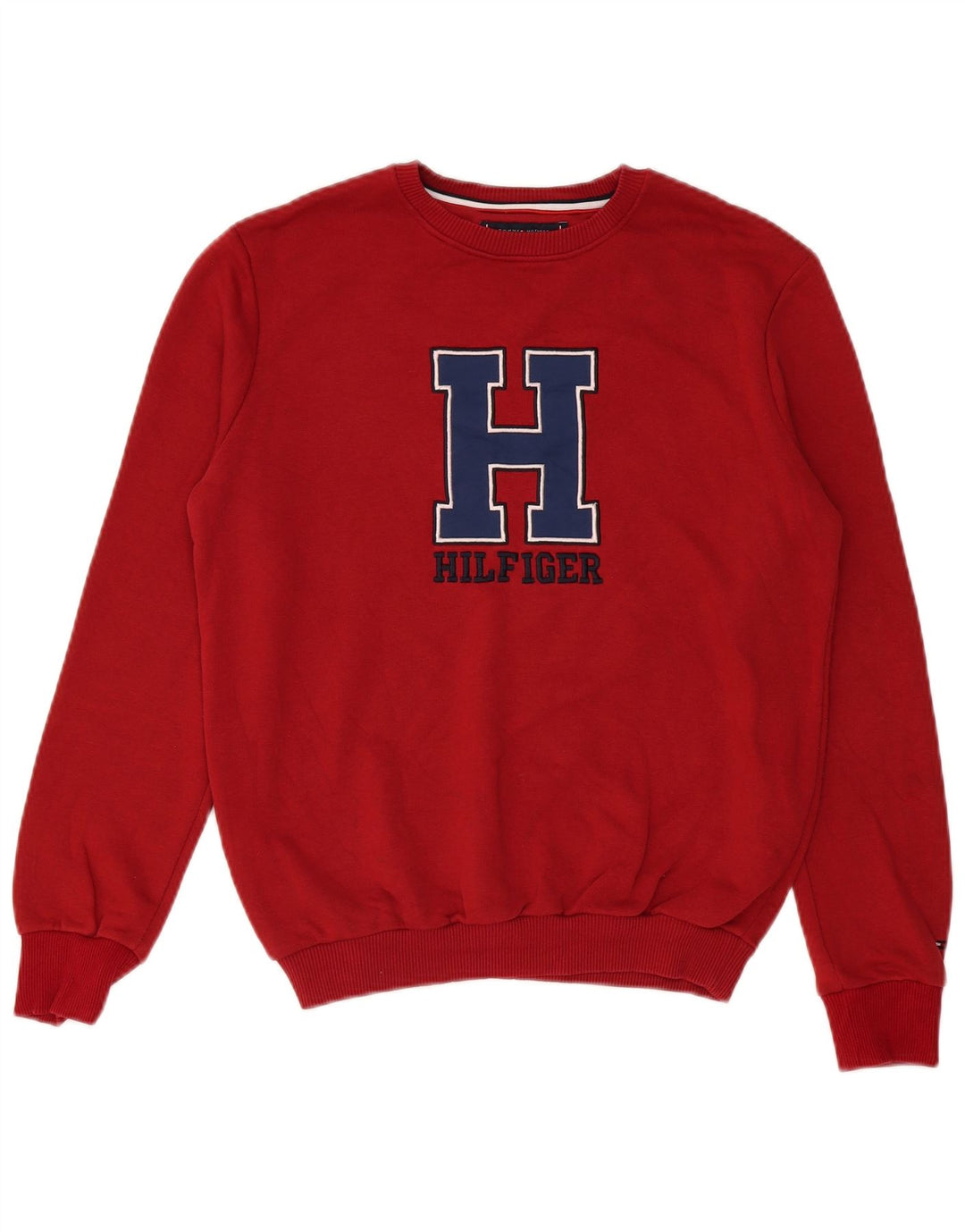 TOMMY HILFIGER Womens Oversized Graphic Sweatshirt Jumper UK 10 Small Red