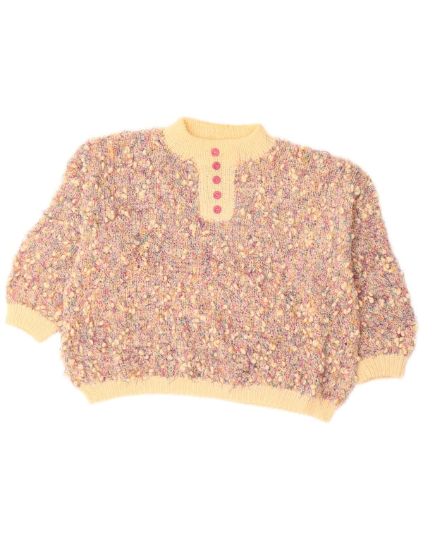 ВИНТАЖНЫЙ женский джемпер с высоким воротником, Великобритания, 20, 2XL, разноцветный, в крапинку